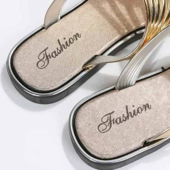 Women Gold Rhinestone Sandals - Picture 4 of 5